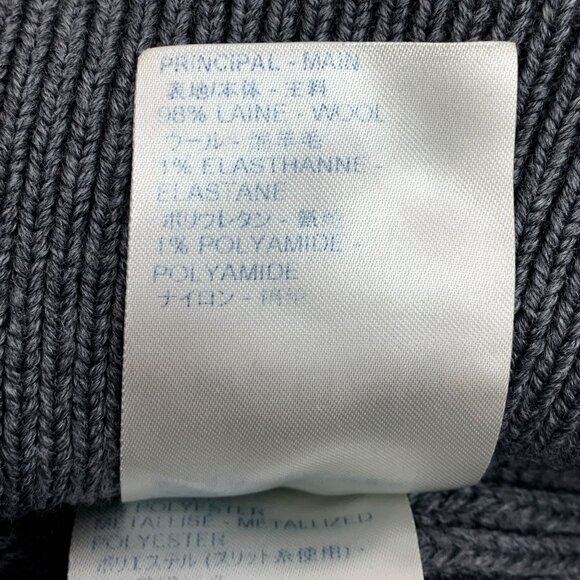 LOUIS VUITTON DARK GREY RIBBED WOOL SWEATER WITH LV SHIELD LOGO PATCH SIZE SMALL - Picture 3 of 7